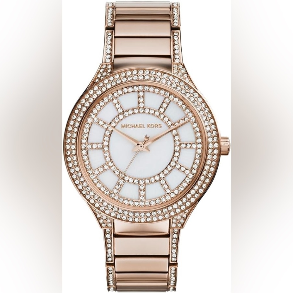 Michael Kors MK3313 Kerry Mother of Pearl Rose Gold Tone Women's Watch MSRP $275